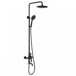 Outdoor Shower Fixtures Matte Black, Lead-Free SUS 304 Stainless Steel Bathroom Faucet Set, Wall Mounted Exposed Shower System, 3-Function