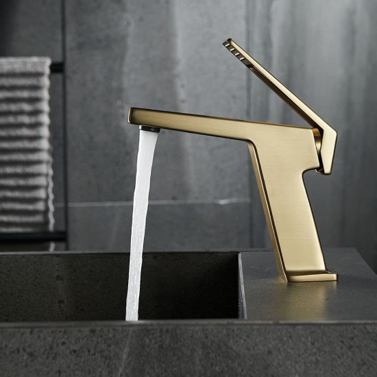 Single Handle Bathroom Sink Faucet 1-Hole Solid Brass Vanity Sink Faucet Lavatory Bathroom Faucet Gold
