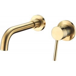 Wall Mount Bathroom Faucet Brushed Gold,Single Handle with Brass Rough-in Valve