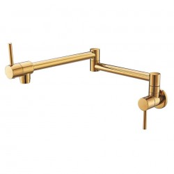 Pot Filler Folding Faucets, Wall Mount Kitchen Faucet Solid Brass, Swing Arm Folding Gold