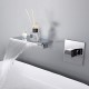 Modern Single Handle Wall Mounted Waterfall Bathroom Sink Faucet in Brushed Gold