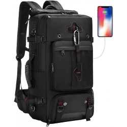 Travel Backpack, Carry on Backpack with Shoe Compartment and USB Charging Port for Men Black