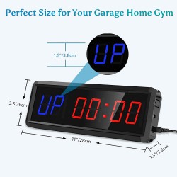 Gym Interval Timer, Stopwatch Clock with Remote, 1.5 inch Interval Timer Clock Countdown Timer Clock for Home Gym Workout EMOM MMA HIIT