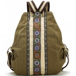 Canvas Backpack Daypack Casual Shoulder Bag, Vintage Heavy-duty Anti-theft Travel Backpack Army Green Women