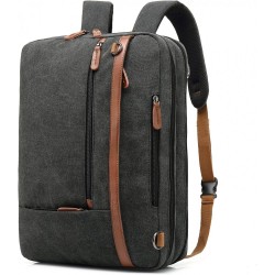 Convertible Backpack Shoulder bag Messenger Bag Laptop Case Business Briefcase Leisure Handbag Multi-functional Travel Rucksack Fits 15.6 Inch Laptop For Men/Women Canvas Black