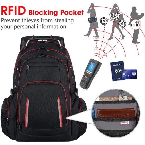Large Backpack Business Laptop backpack TSA Friendly Durable Computer Backpack for Men 17 Inch Laptops RFID Big College School Bookbag