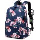 School Backpacks for Women Bookbag USB Charging Port Floral Black