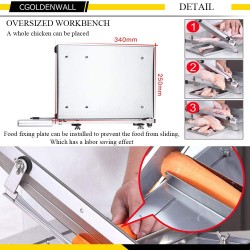 Manual Bone Meat Slicer Chopper Ribs Cutter 2 Blades 13.5In Stainless Steel Beef Mutton Household Vegetable Food Slicer Slicing Machine for Whole Chicken Rib Spine