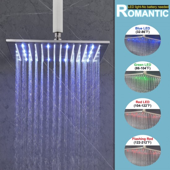 Jet Shower System Oil Rubbed Bronze, 12Inch Overhead Ceiling Rainfall Full Body Spray Thermostatic Shower Faucet
