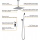 Commercial Chrome Shower System with 8" Ultrathin Square Ceiling Mount Rainfall Shower Head, Hand Held Shower Pressure Balance Valve and Trim Dual Function Shower Combo Set, Solid Brass