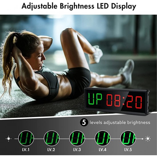 LED Interval Timer Count Down/Up Clock Stopwatch with Remote for Home Gym Fitness