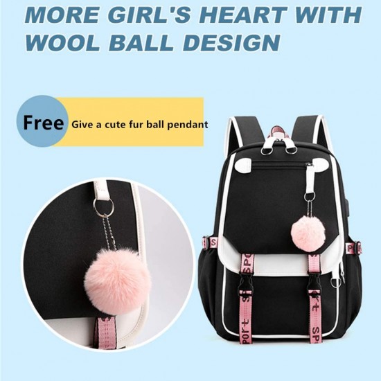 Backpack for Girls Kids Schoolbag Children Bookbag Women Casual Daypack Black