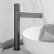 Waterfall Spout Single Handle Tall Bathroom Vessel Sink Faucet Contemporary Solid Brass in Matte Black