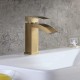 Brushed Gold Contemporary Style Single Hole Deck Mounted Bathroom Sink Faucet
