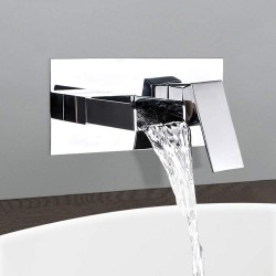 Waterfall Bathroom Sink Faucet Wall Mounted, Sinlge Handle Bathroom Faucets Use for Vessel or Basin Sinks, Polished Chrome Finish Faucet in Modern Design