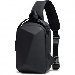 Sling Bag for Men&Women with USB Charging Port, Anti-Theft Cross body Backpack Waterproof Black