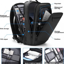 15.6 Inch Laptop Backpack for Men Business Lightweight Work Travel College Backpack for Computer Notebook with USB Charging Port, Waterproof Book Bag for School