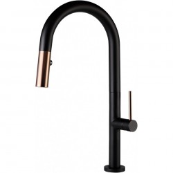 Matte Black and Rose Gold Kitchen Faucet with The Dual-Action Stainless Steel Pull-Out Kitchen Sink Faucet, Single-Hole mounting Type 1.8 GPM Pre-Rinse Pull Down Kitchen Faucet