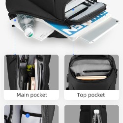 Sling Backpack for Men, Waterproof Shoulder Bag with USB Charging Port and Adjustable Strap, Holds 9.7 Inch ipad, Sling Bag for Traveling, Sporting, Cycling, Daily