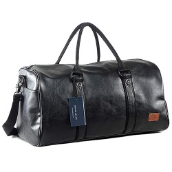 Weekender Oversized Travel Duffel Bag With Shoe Pouch, Leather Carry On Bag