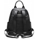 Genuine Leather Womens Black Backpack Casual Travel Ladies Daypack Multipurpose Fashion Bag (Black)