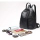 Womens Leather Black Backpack Casual Travel Ladies Daypack Multipurpose Fashion Bag (Black)