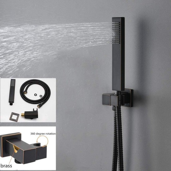 Bathroom Brass 12 Inch Rainfall Shower Faucet System Mixer Set (Oil Rubbed Bronze)