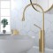Commercial High Arc Single Handle 1-Hole Bathroom Vessel Sink Faucet Solid Brass Lavatory Vanity Sink Faucet (Brushed Gold)