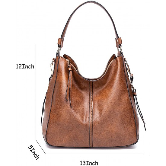 Handbags for Women Large Designer Ladies Hobo bag Bucket Purse Faux Leather Light Brown