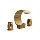 Waterfall Widespread Bathroom Sink Faucet 3 Hole Double Handle Lavatory Faucet Polished Gold Solid Brass