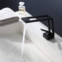 Creative Design Single Lever Handle 1-Hole Contemporary Bathroom Sink Faucet Solid Brass in Matte Black