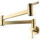 Pot Filler Faucet Wall Mount Kitchen Sink Folding Faucet Double Joint Swing Arm Extended Spout Two Shut Off Handle Brass Brushed Gold Finish