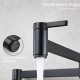 Pot Filler Faucet Wall Mount Kitchen Sink Folding Faucet Double Joint Swing Arm Extended Spout Two Shut Off Handle Brass Brushed Gold Finish