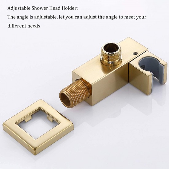 Rain Shower System Digital Display Shower Combo Set Ceiling Mounted Brushed Gold Bathroom Shower Faucet Set with Stainless Steel Shower Head, Handheld Shower, Tub Spout,10 Inches