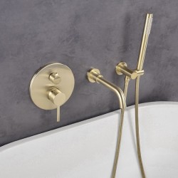 Bathtub Faucets Bath Shower Set Brushed Gold Shower Set Bathtub Mixer Tap Shower, Wall Mounted Luxury Shower Set