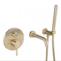 Brushed Gold Bathtub Faucets Bath Shower Set Bathtub Mixer Tap Shower, Wall Mounted