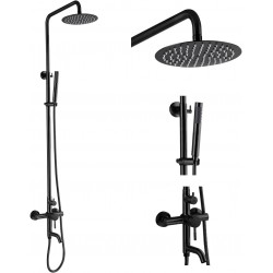 Outdoor Matte Black Shower Faucet SUS304 Stainless Steel Shower Fixture 8 Inch Rainfall Shower Head System with Bathroom Handheld Shower and Tub Spout Set