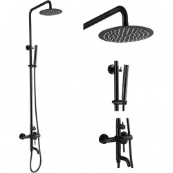 Outdoor Matte Black Shower Faucet SUS304 Stainless Steel Shower System 8 Inch Rainfall Shower Head