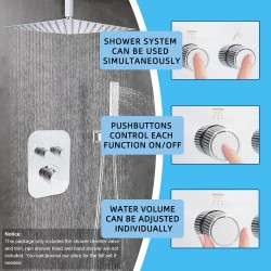 2 Way Brass Shower Diverter Valve Kit - Thermostatic Flow Control, Simultaneous Operation, Adjustable Flow - Chrome Finish for Conveniently Switching Between Shower Heads