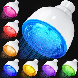 LED Shower Head Color Changing Shower Heads, Shower Head with Light, LED Light Shower Head, Light up Shower Head with Led Lights, Adjustable Rain Led Showerhead for Kids Adult Bathroom Easy to Install