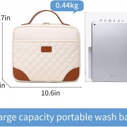 Toiletry Bag with Hanging Hook Water-resistant Makeup Cosmetic Bag Travel Organizer Case for Women Beige