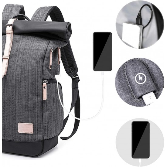 Casual Backpack Anti-Theft Business Travel Outdoor 15.6 Inch Laptop Rucksack Man/Women Waterproof Polyester Gray A