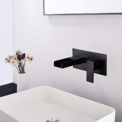 Wall Mounted Bathroom Sink Faucet, Single Handle Bathroom Faucets, Use for Vessel or Basin Sinks, Premium Matte Black Finish