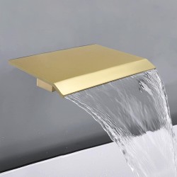 7.87 inch Waterfall Bathtub Tub Filler Spout Wall Mounted Brass Bathroom Faucet, Multiple Uses and High-Flow, Brushed Gold