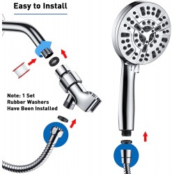 High Pressure Shower Head with Handheld, 8 Spray Settings + 2 Power Jet Modes Shower Heads, 5.04" Detachable Showerhead Set with Stainless Steel Hose and Adjustable Bracket
