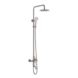 Outdoor Shower Fixtures,SUS 304 Stainless Steel Wall Mounted 3 Functions Shower Systems Faucet Set with 7.9" Rain Shower,Brushed Nickel