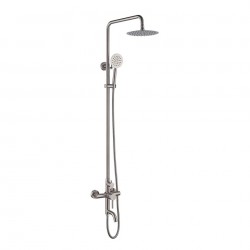 Outdoor Shower Fixtures, SUS 304 Stainless Steel Wall Mounted 3 Functions Shower Systems Faucet Set with 7.9" Rain Shower, Brushed Nickel