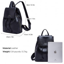Genuine Leather Backpack for Elegant Ladies Travel Shoulder Bag Women Black