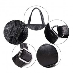 Women Genuine Leather Backpack for Elegant Ladies Travel Shoulder Bag Black