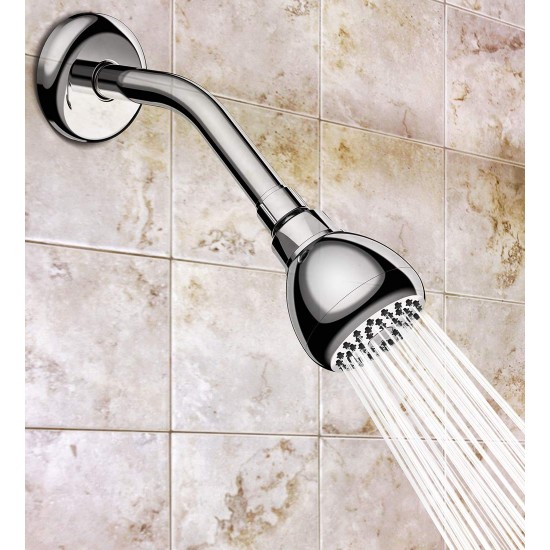 High Pressure Shower Head - Chrome - Powerful Deluxe Bathroom Showerhead with Strong Spray Stream and Small Silicone Nozzles - Universal Fit Works with High and Low Water Flow Showers
